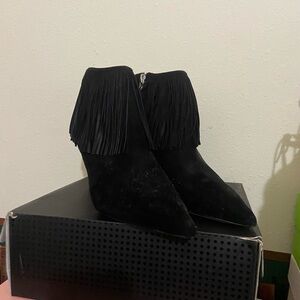 Black Fringe Ankle Boots